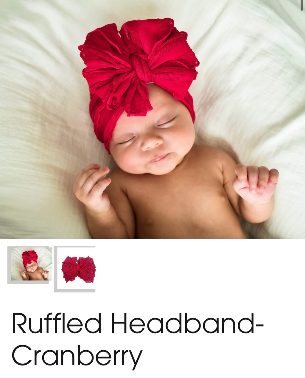 Ruffle Headband- Cranberry