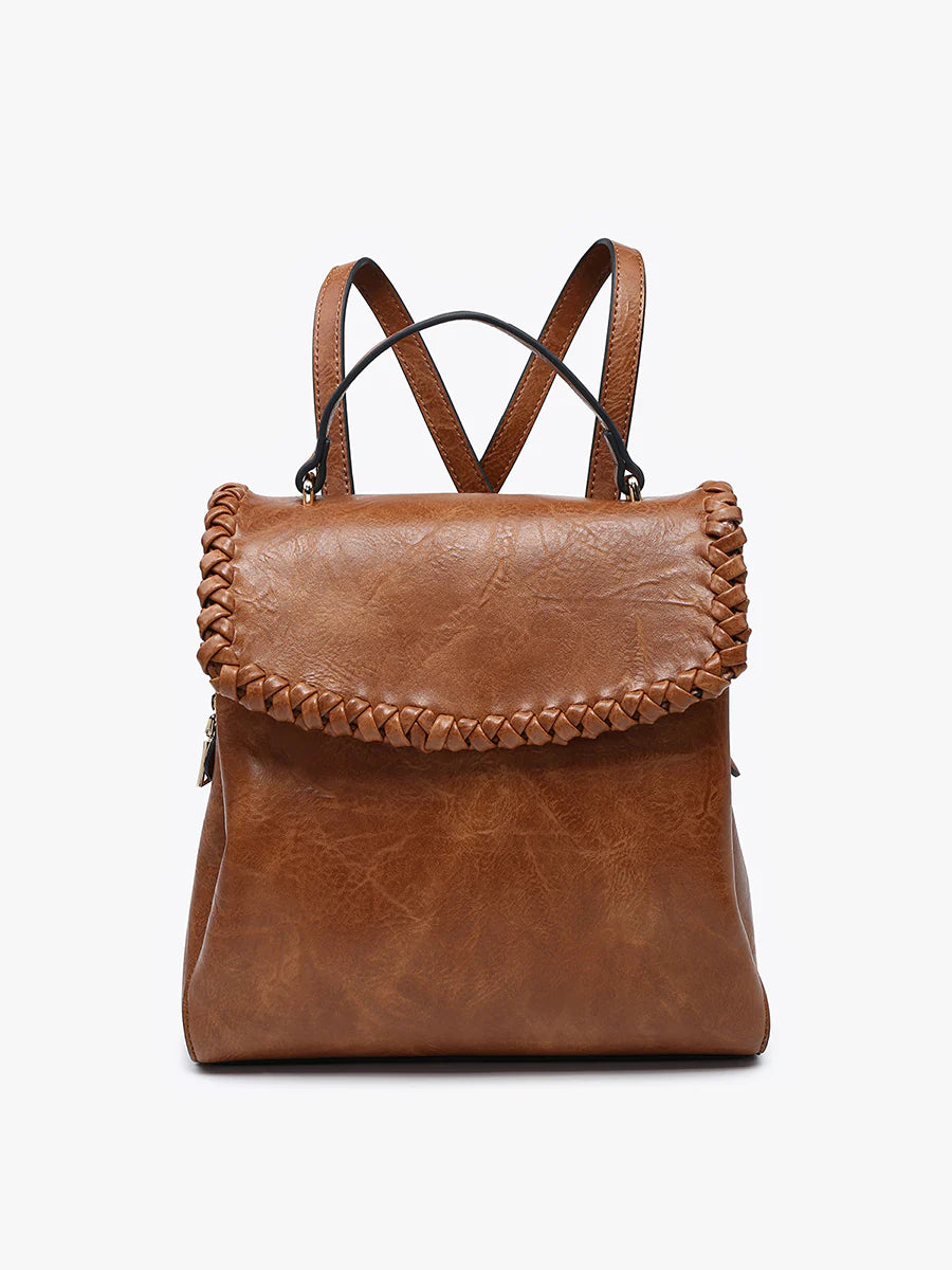 Jen&Co Blossom Vegan Whipstitch Backpack - BP2473 - Brown