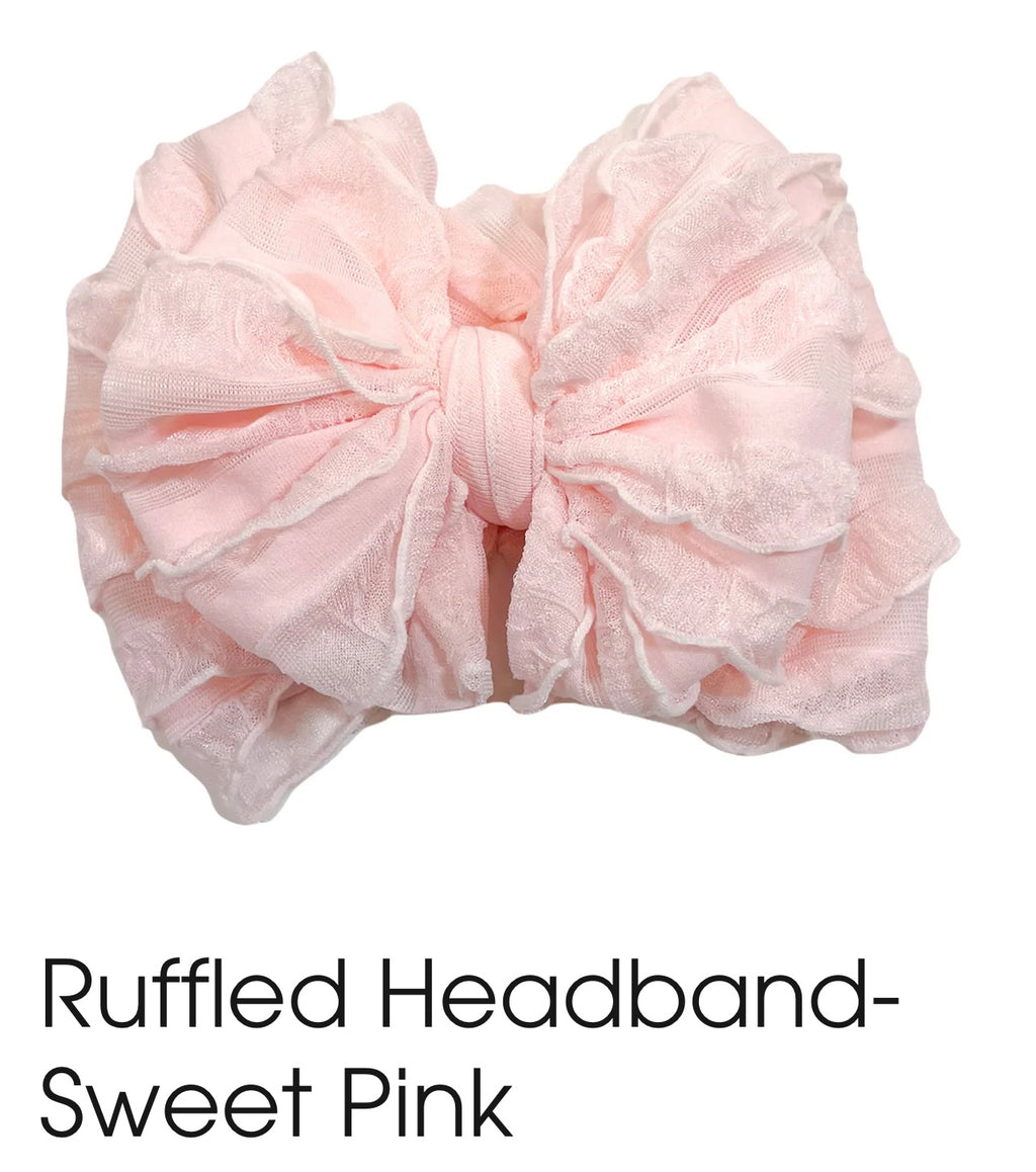 Ruffle Headband- Sweet Pink