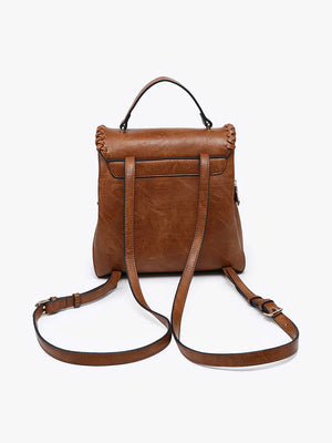 Jen&Co Blossom Vegan Whipstitch Backpack - BP2473 - Brown