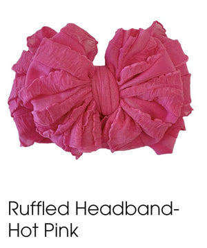 Ruffle Headbands- Hot Pink