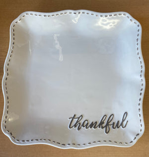 Thankful platter-white/taupe 11.5x11.5