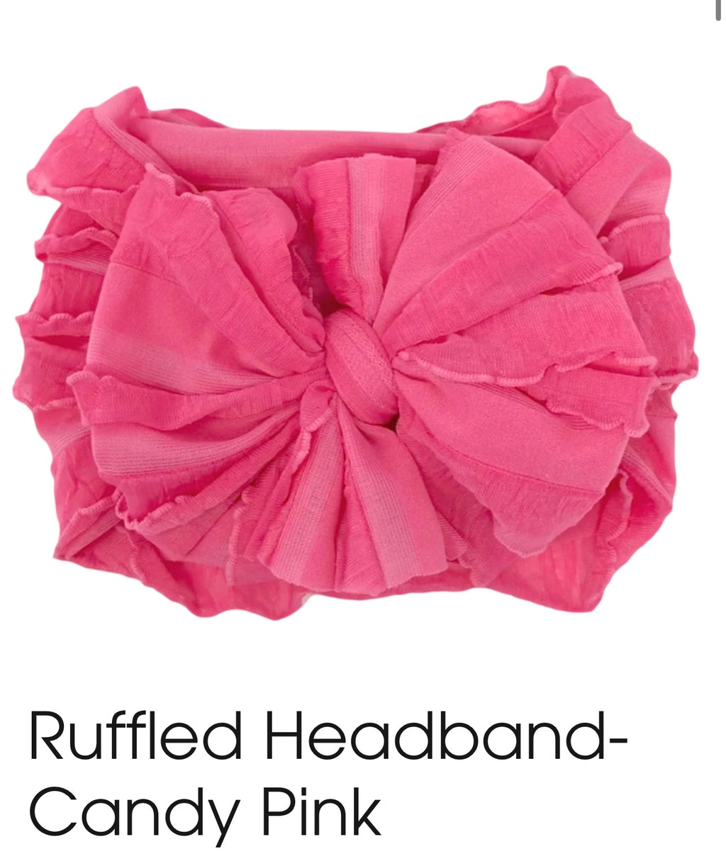 Ruffle headband- Candy Pink