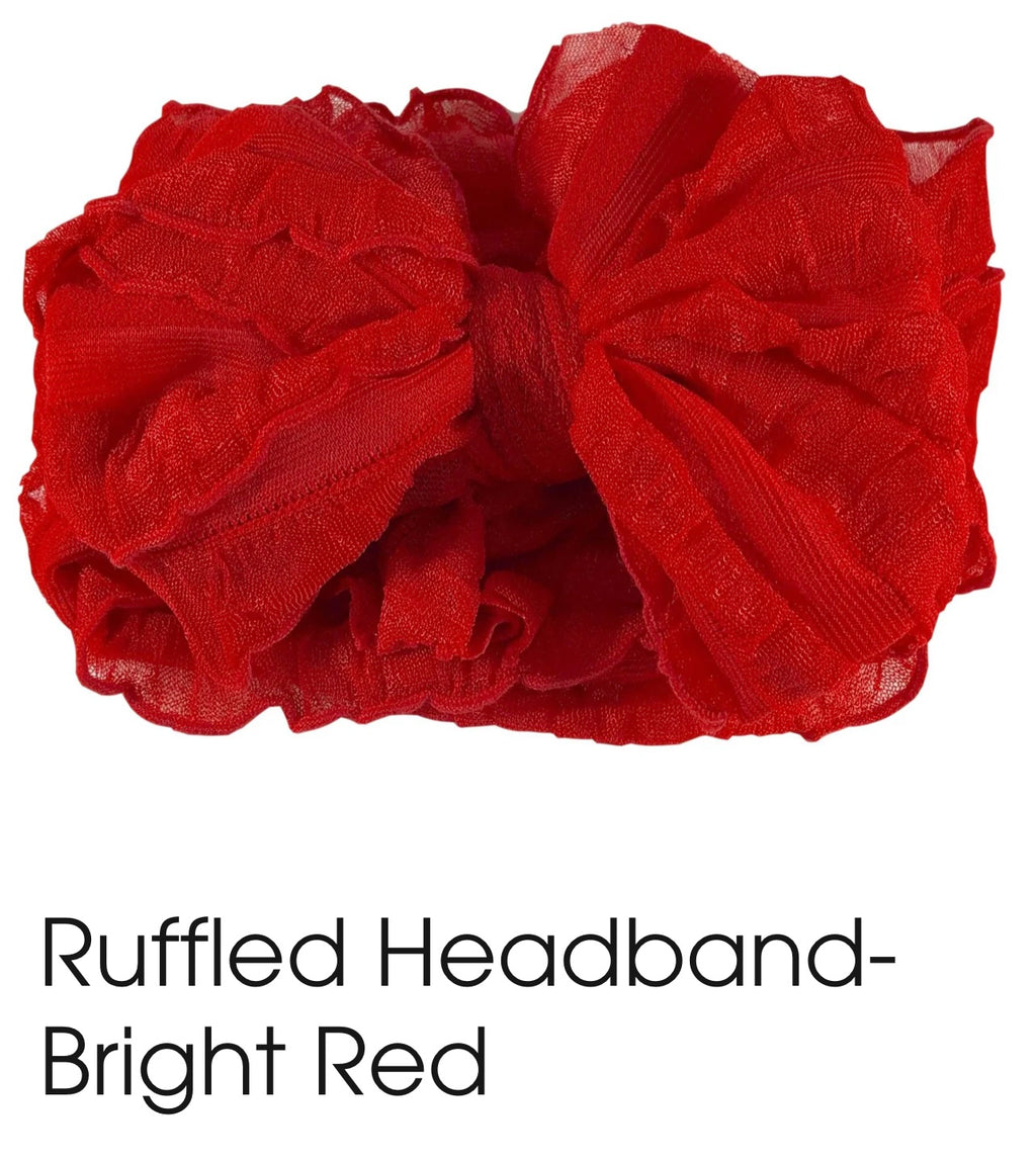 Ruffle Headband- Bright Red