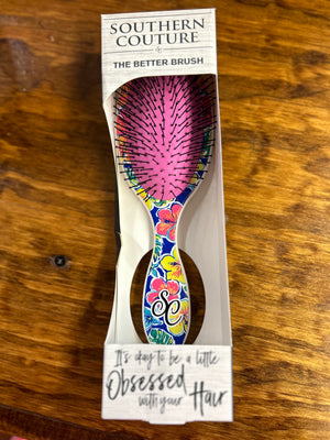 Hawaiian floral round brush