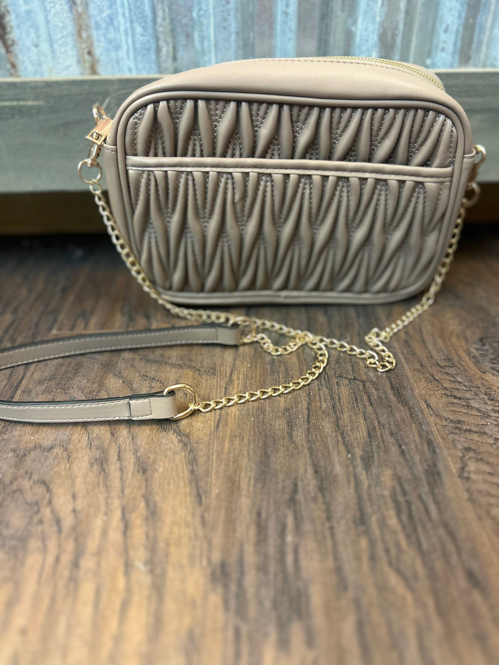 Quilted Crossbody Purse- Tan