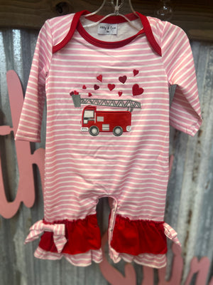 Girl fire truck romper