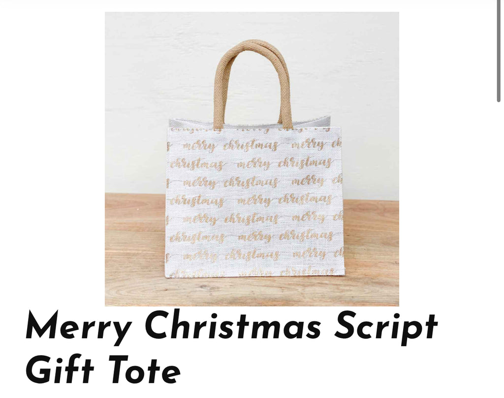 Merry Christmas Script Gift Tote