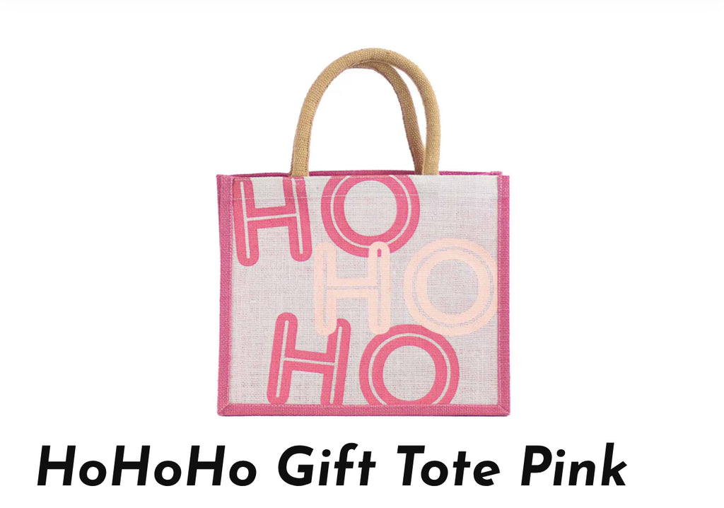 Ho Ho Ho pink medium size gift tote