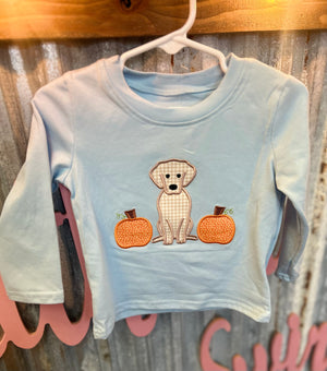 Boy puppy with pumpkins top