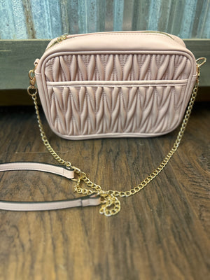 Quilted Crossbody Purse- Pink