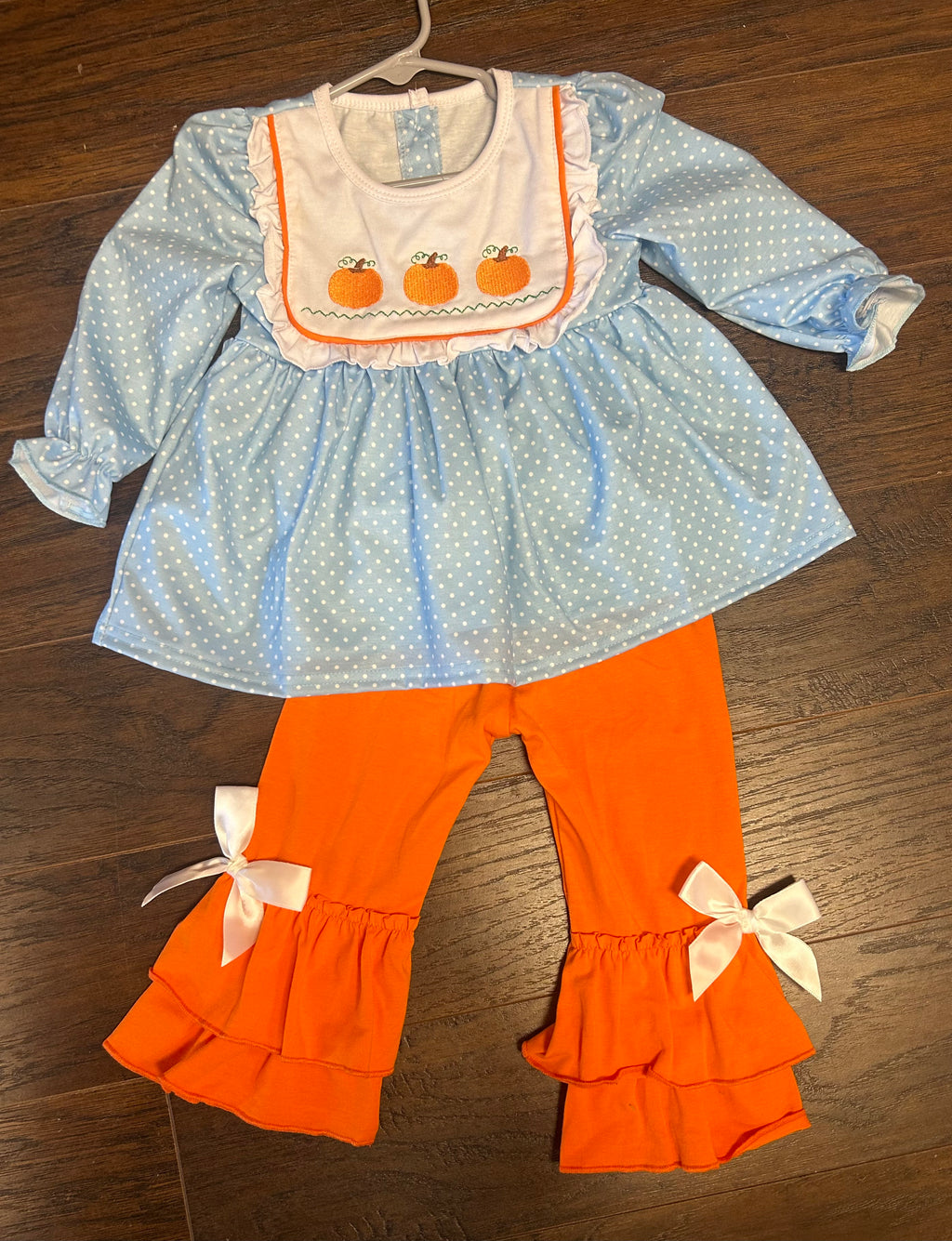 Girl Two-Piece Pumpkins with polka dots