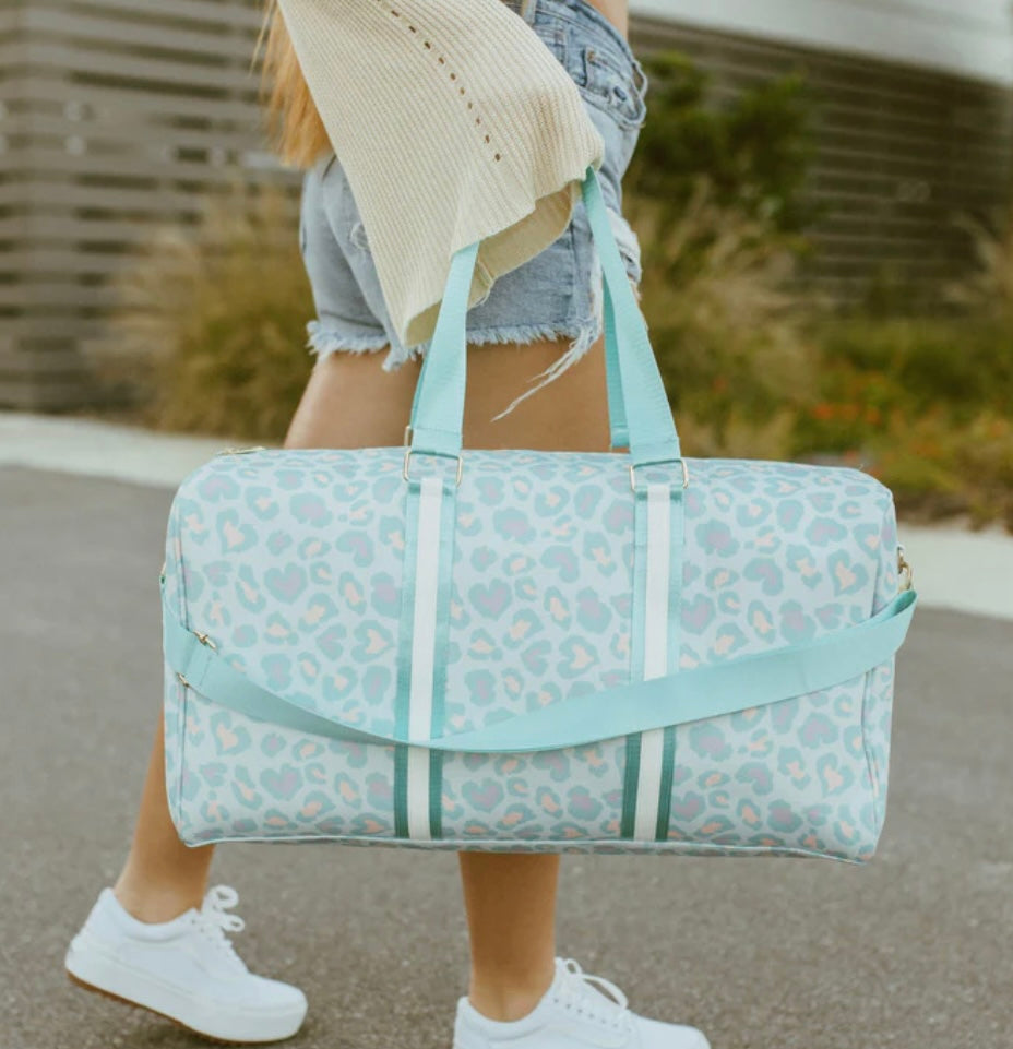 Mint Leopard Weekender Duffel Bag