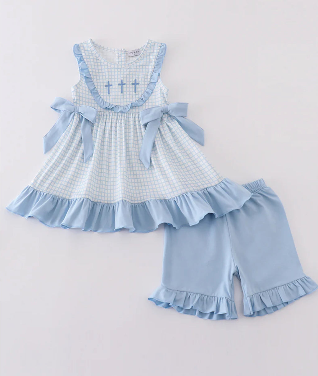 Girl Blue Easter Cross embroidery set