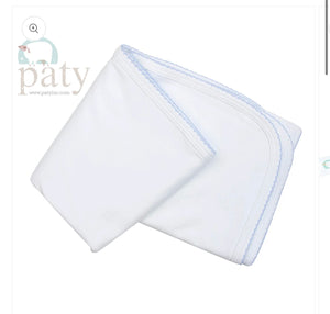 Paty white blanket with blue trim