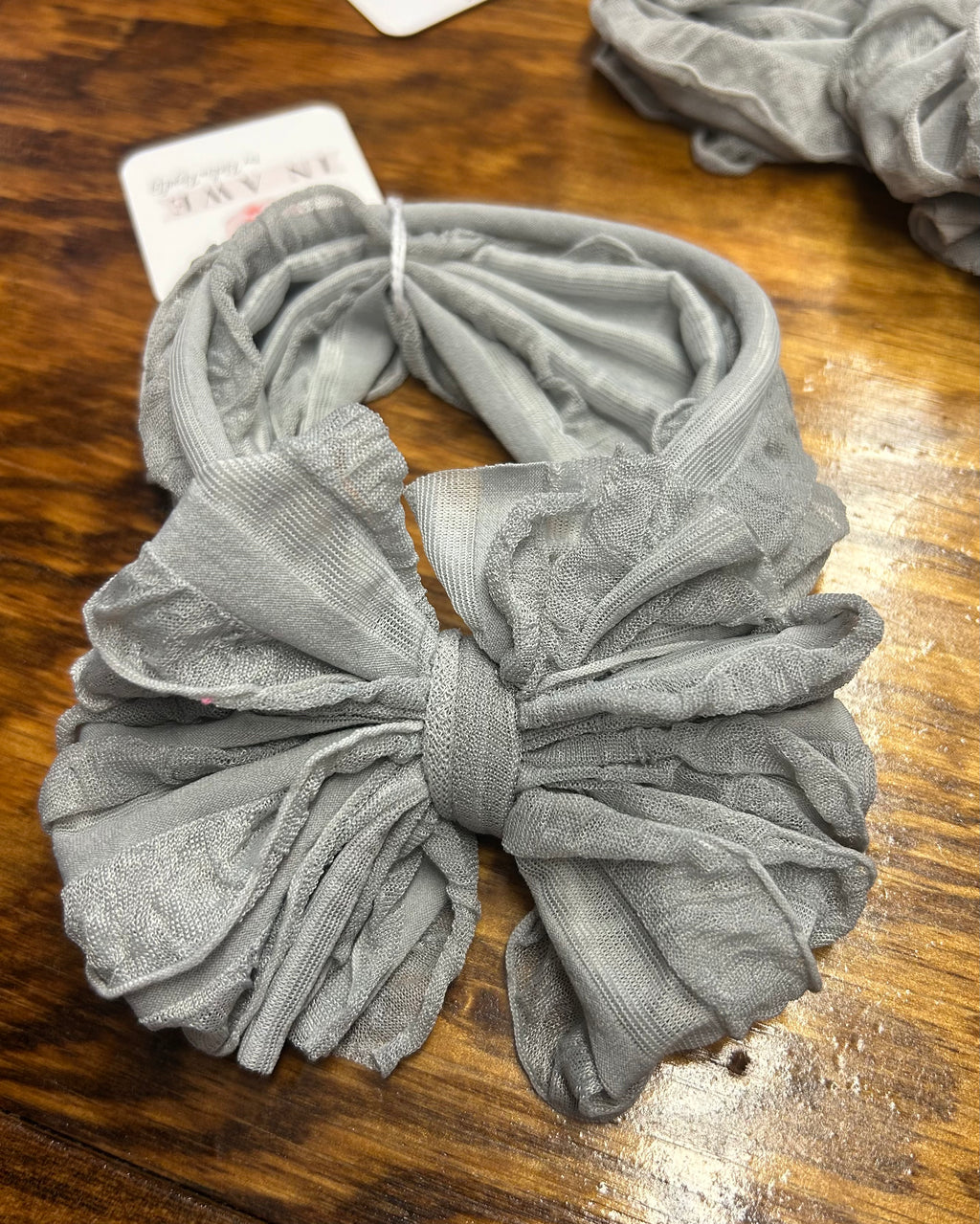 Ruffled Headband- Sterling grey