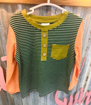 Boy Green Stripe Multi Color Shirt