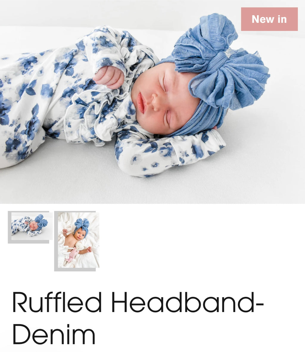 Ruffle headband- Denim