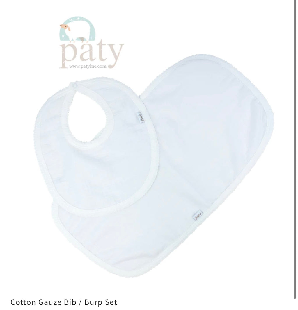 Paty cotton bib and burp set