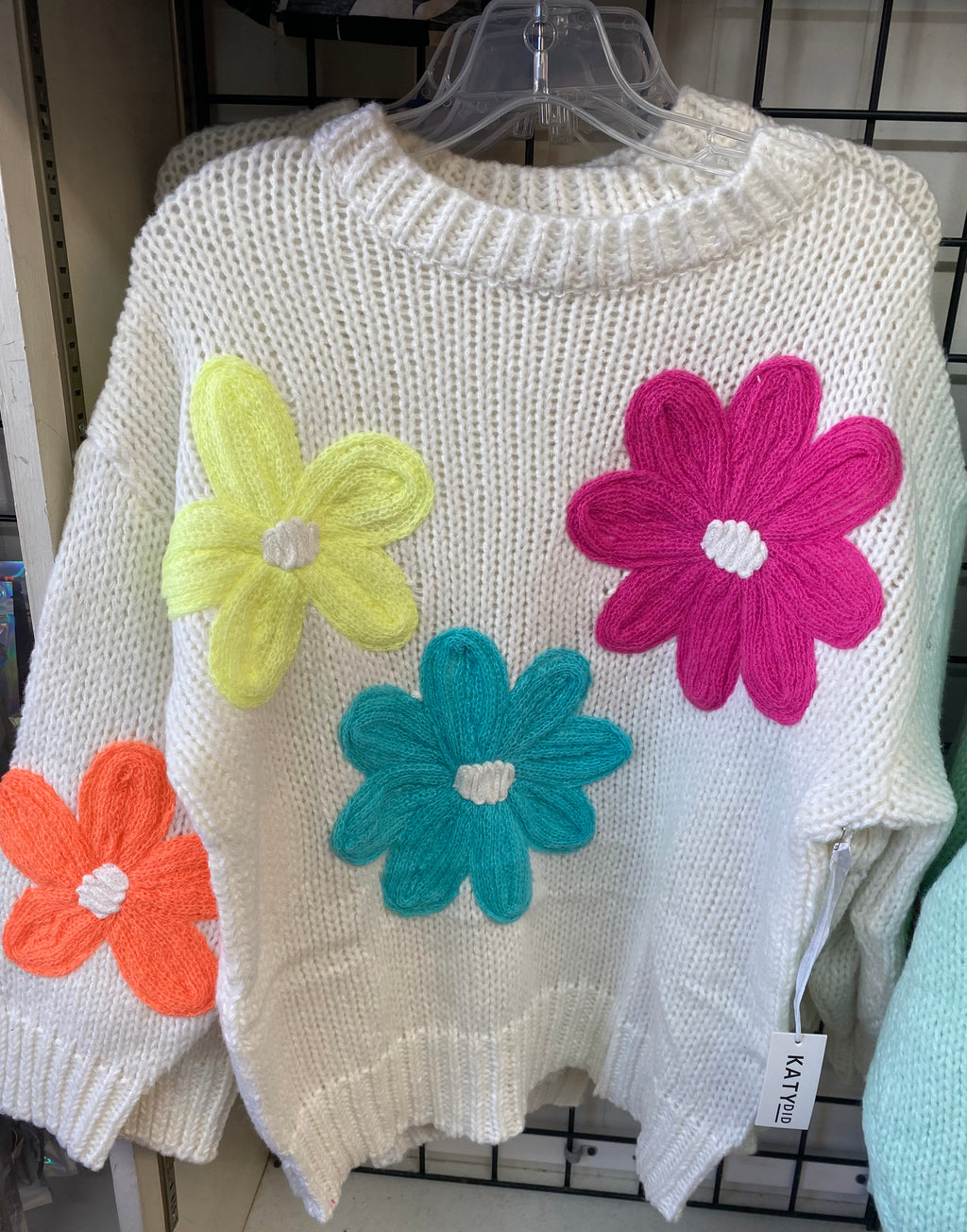 Katydid flower sweater - White