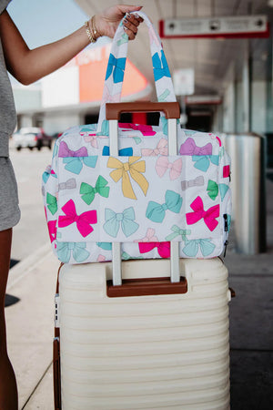 MULTICOLORED COQUETTE BOWS DUFFEL WEEKENDER FOR WOMEN