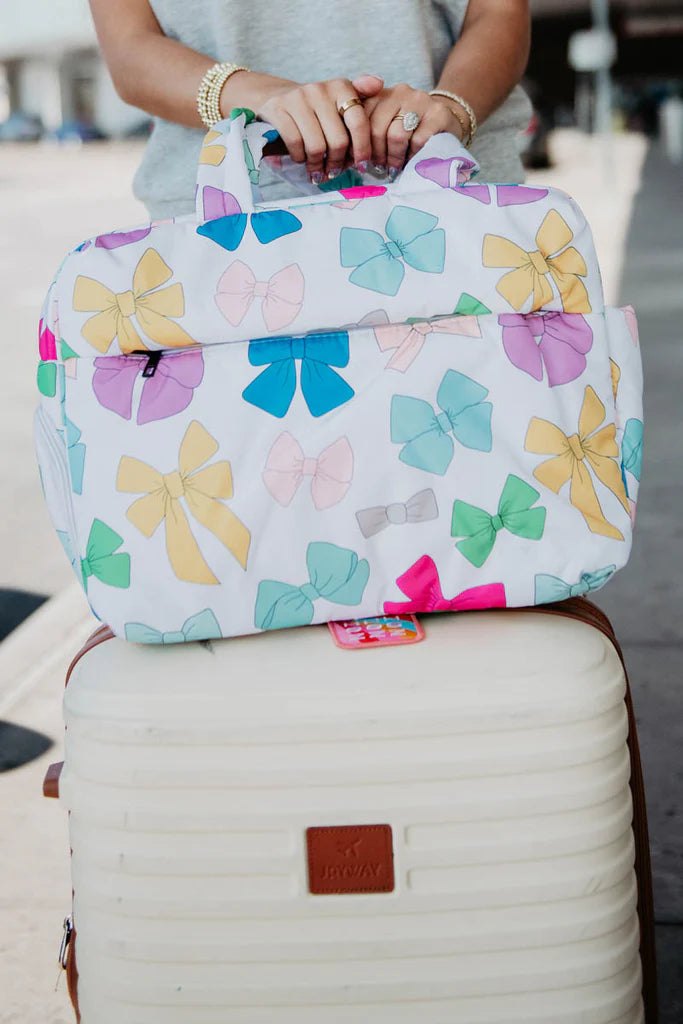 MULTICOLORED COQUETTE BOWS DUFFEL WEEKENDER FOR WOMEN