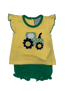 Girl tractor bubble shorts set