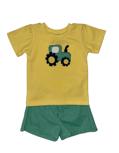Boy tractor shorts set