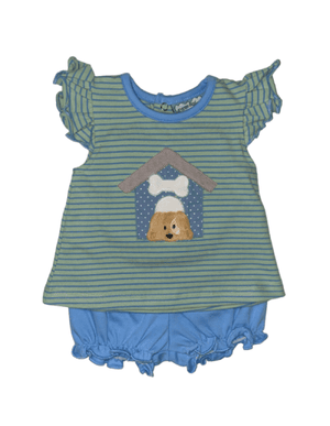 Girl puppy house bubble shorts set