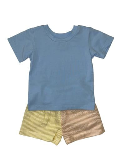 Boy color block short set