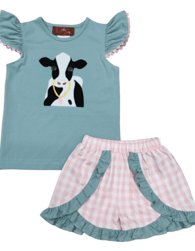 Girl cow shorts set