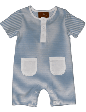 Boy blue and white romper