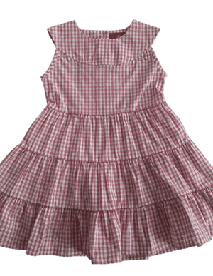 Girls red and white plaid dress