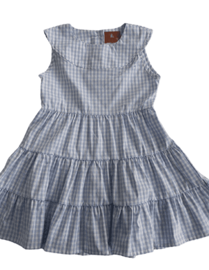 Girl blue and white plaid dress