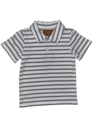 Boy grey stripe collar shirt