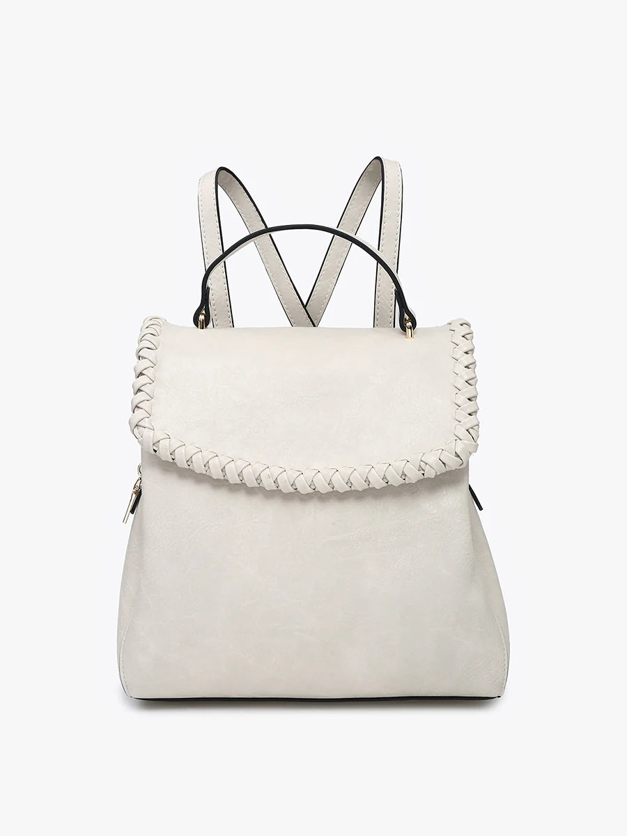 Jen&Co Blossom Vegan Whipstitch Backpack - BP2473 - Off-White