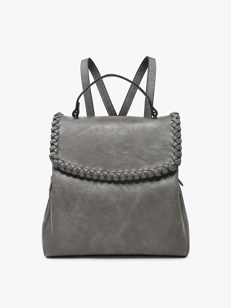 Jen&Co Blossom Vegan Whipstitch Backpack - BP2473 - Charcoal