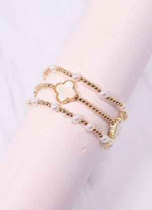 Barnes Clover Bracelet Set Gold - Caroline Hill Collection