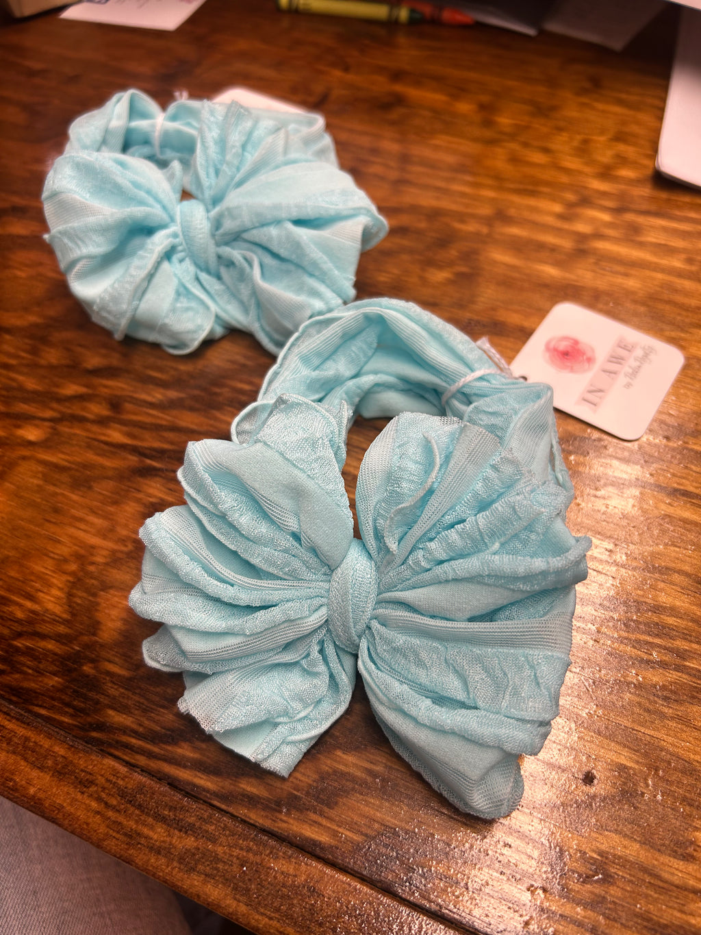 Ruffled Headband- Aqua