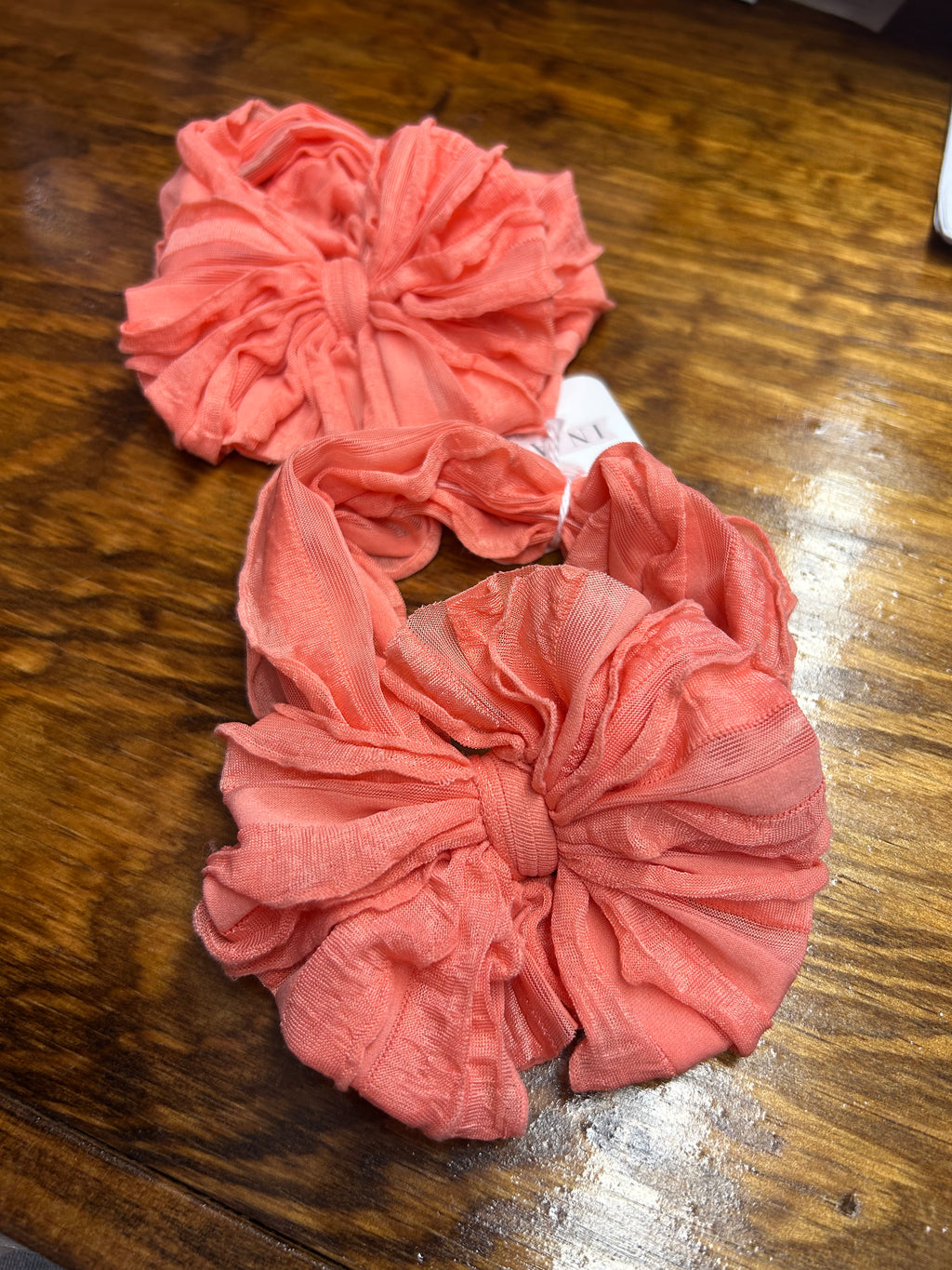 Ruffled Headband- Pink Grapefruit