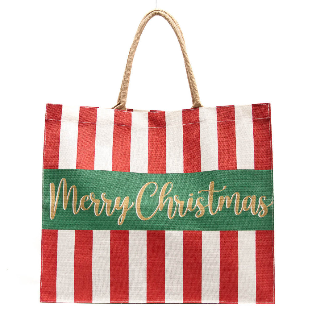 Merry Christmas stripe Carryall Tote