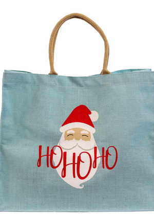 Blue Santa Ho Ho Ho Carryall totes