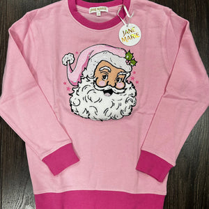 Youth- Pink Santa Sequin Sweatshirt