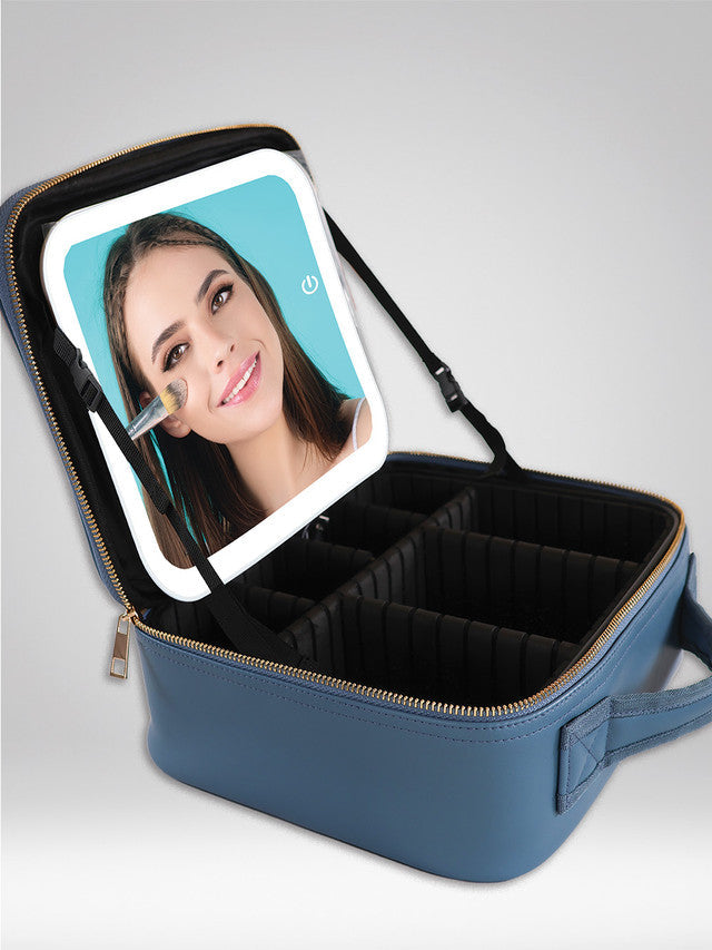 Simply Southern Makeup Travel Case with Mirror LED Light - Azure