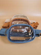 Simply Southern leather clear belt bag- cream caramel tan