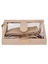 Simply Southern leather and clear clutch purse- cream