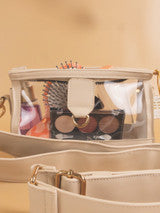 Simply Southern leather and clear clutch purse- cream