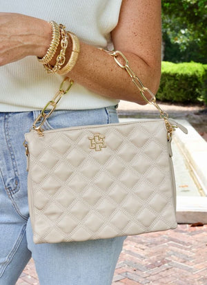 Ariana Crossbody Nude Quilted by Caroline Hill Collection