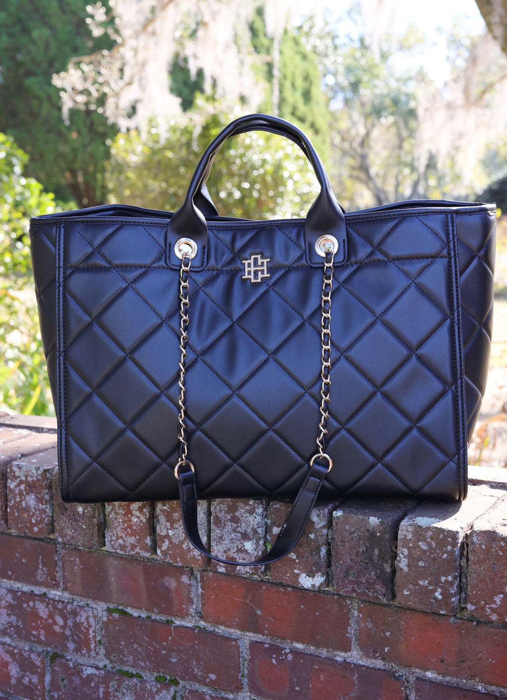 Melissa Tote Bag Black Quilted by Caroline Hill Collection