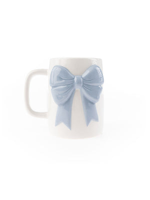 Ceramic sculptured bow mug - blue